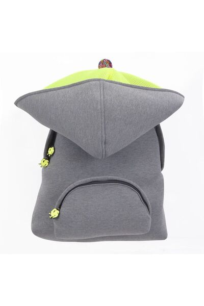 Morikukko Unisex-Adult Hooded Backpack Grey Neon Yellow