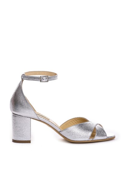 The 5th Element Silver Lotus genuine leather bridal sandals