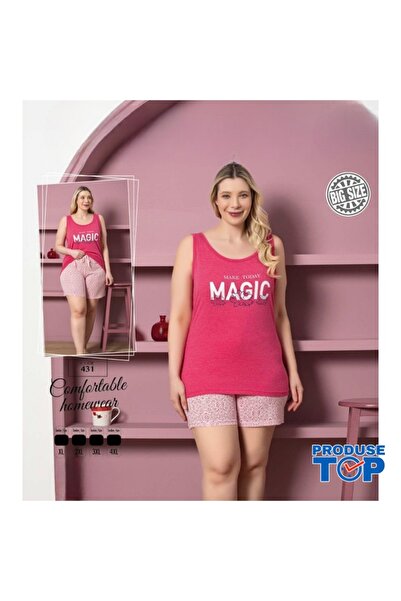 Produse.Top Fuchsia Women's Pajamas with Print and Shorts