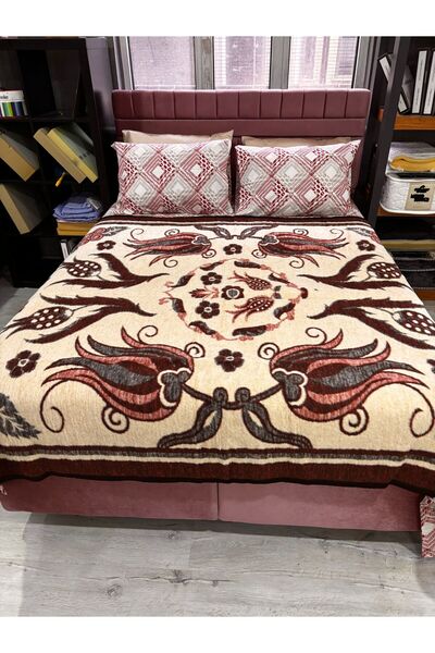 F.ACAR HOME COLLECTİON Solmaz ve Yıkanabilir Çift Kişilik Yün Battaniye