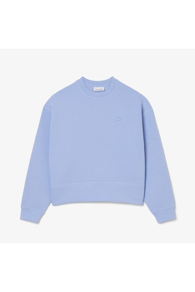 Lacoste Kadın Oversize Fit Bisiklet Yaka Mavi Sweatshirt