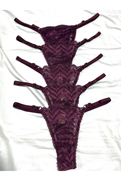 mendoza store Plum Color Floral Adjustable Thong Panties S-M-L -Xl Compatible...