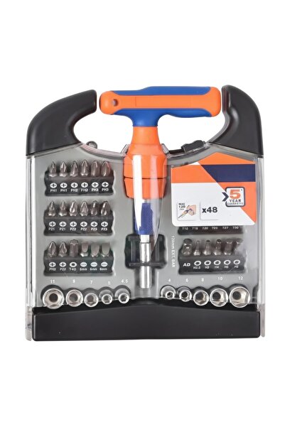 OEM Bit and socket set, 48 pieces, ratchet T-handle, adapter and magnetic ext...