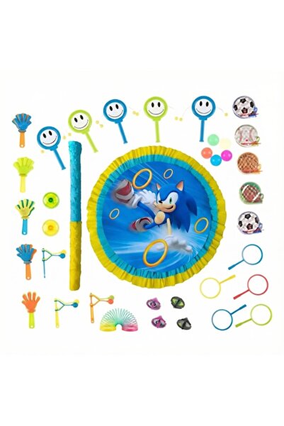 HappyHit Pinata Sonic Ariciul cu Bâtă și 50 de Jucării – Set Complet pentru P...