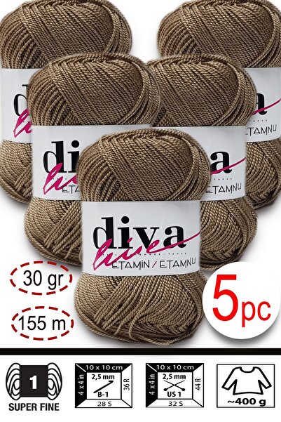Diva İplik Etamin-Processing Orlon-Wayuu Bag String 47 Camel (Pack of 5)