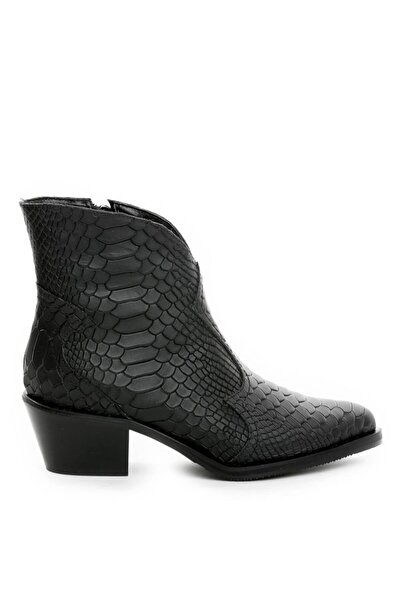 The 5th Element Women's Genuine Leather Boots Black Bronx Print