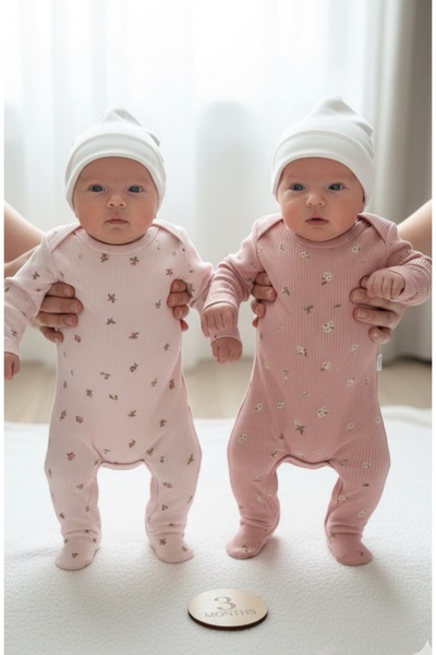 Nayinom GÜL KURUSU LALE DESENLİ UZUN KOL ÇITÇITLI BADİ