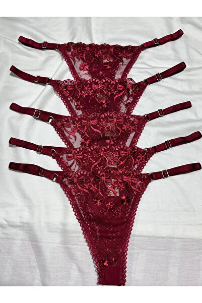 mendoza store Μπορντό φλοράλ ρυθμιζόμενο στρινγκ εσώρουχο S-M-L -XL Συμβατό σ...
