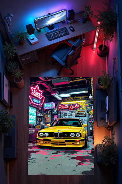 THEMODERNHANE Gamer Genç Odası Halısı Kaymaz Taban Makinede Yıkanabilir Gamin...