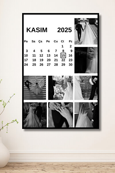 ERUMAR HOME Kişiye Özel 8 Fotoğraflı Aşk Takvimi Dekoratif Duvar Tablosu Sevg...