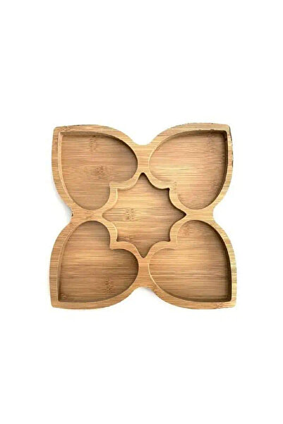 OEM Platou servire din lemn, 20 x 20 cm, 5 compartimente, Inima