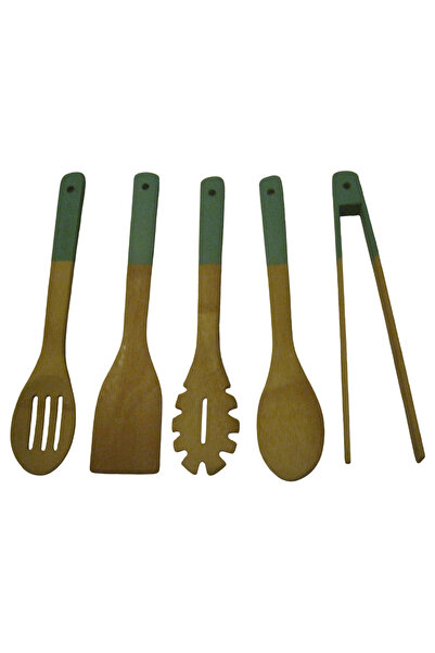 CROFTON Set of 5 Crofton kitchen utensils, bamboo, natural, turquoise