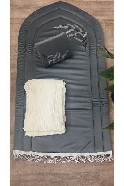 alzawia Luxury 3-Piece Embroidered Prayer Rug Set