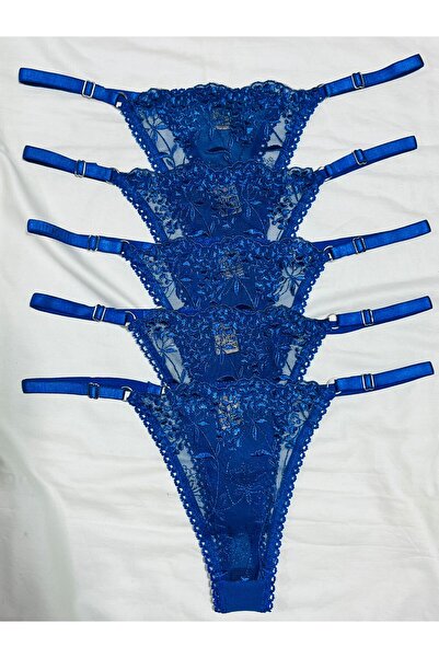 mendoza store albastru cobalt Chiloți tanga ajustabili cu flori, mărimi S-M-L...