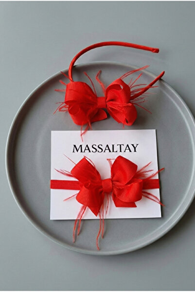 Massaltay Anne Fiyonk Tüylü Taç & Bebek Bandanası Seti – Lohusa Anne Bebek Uy...