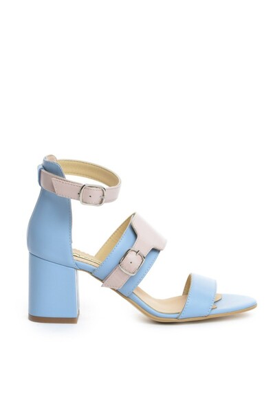 The 5th Element Sandale piele toc gros Strappy Pink Blue Block