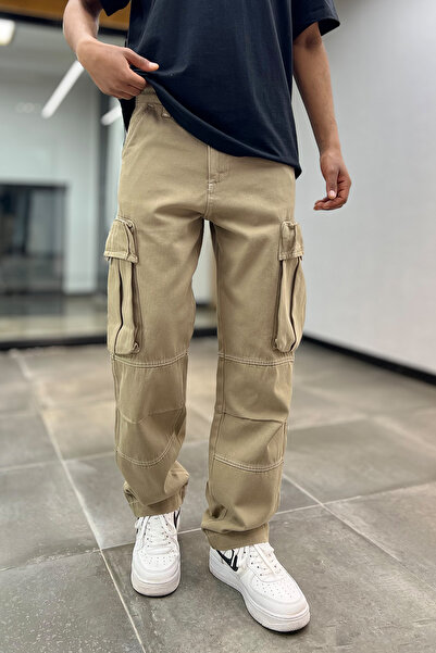 Denim Republic Men's Brown Baggy Cargo Pants
