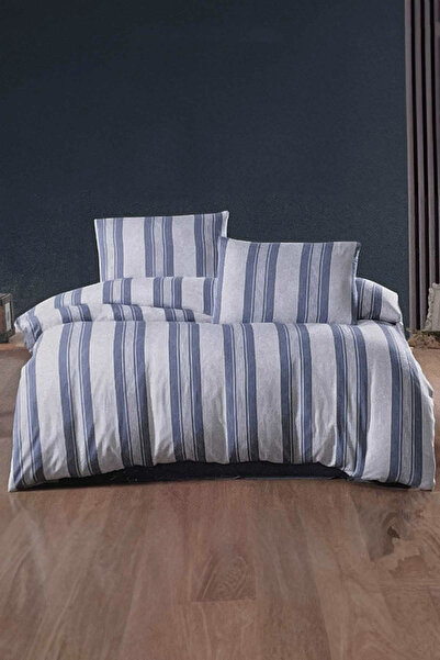 İpekçe Home Natural Striped 4-Piece Boxed Double Duvet Cover Set