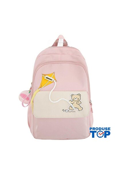 Produse.Top Pink Backpack Made of Waterproof Textile with Multiple Pockets