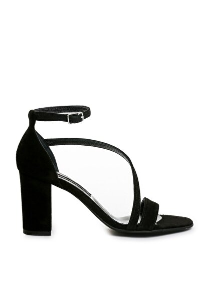 The 5th Element Black Evening thick heel leather sandals