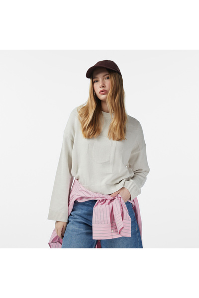 Calvin Klein Smooth Cotton Kadın Beyaz Triko