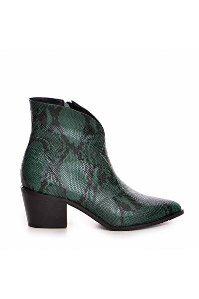The 5th Element Women's Genuine Leather Boots Bronx Green Print
