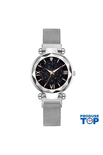 QUARTZ Casual Women's Watch with Magnetic Bracelet and Glitter Dial Silver CD...