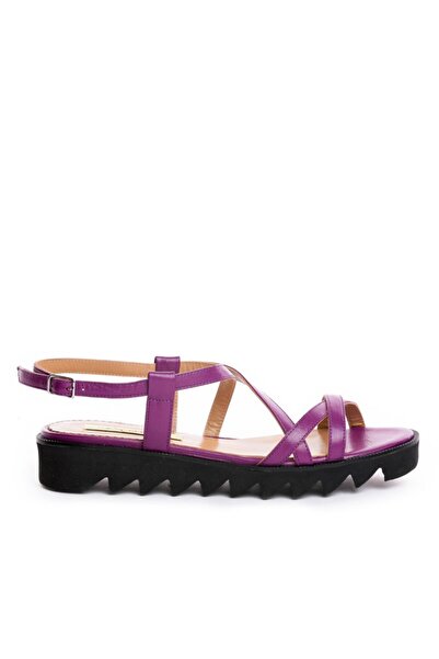 The 5th Element Women's leather sandals without heels Purple Georgie