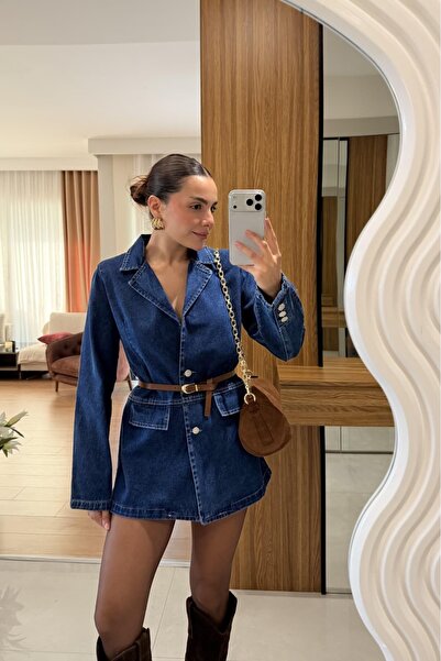 YVONNE Oversize Denim Vatkalı Ceket İndigo