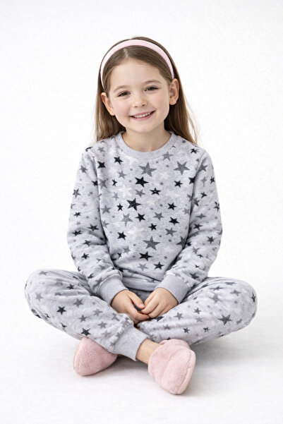 Beka Kids Σετ πιτζάμες για κορίτσια με γκρι σχέδιο, μακρυμάνικο, βαμβακερό μπ...