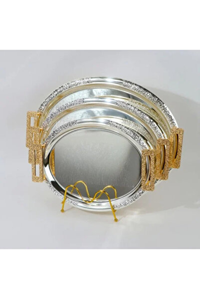 TULIN طقم تاباسي أنيق من الفولاذ المقاوم للصدأ باللون الفضي بمقبض ذهبي، 3 قطع