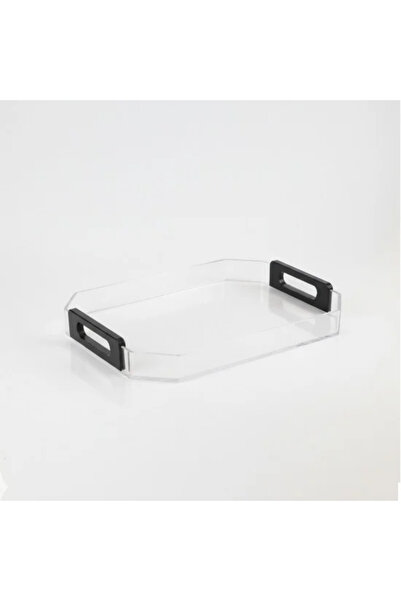 TULIN صينية تقديم من الأكريليك الشفاف بمقابض خشبية، 40 × 29 سم