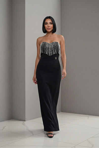 ALFUDO Moda Collection Women's Strapless Crystal Stone Long Graduation Evenin...