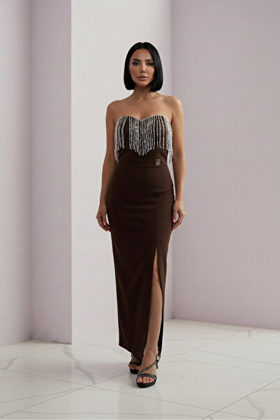 ALFUDO Moda Collection Women's Strapless Crystal Stone Long Graduation Evenin...