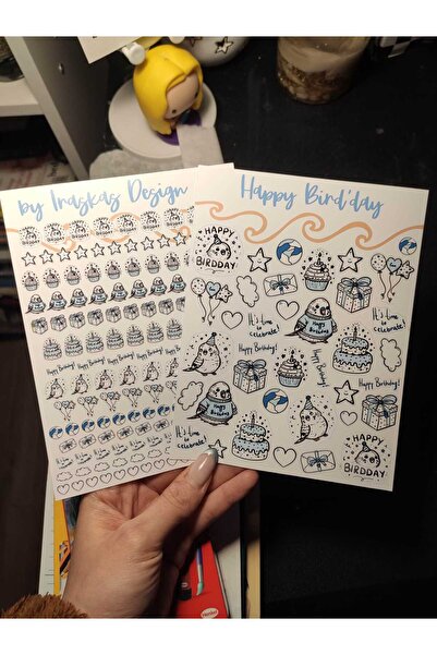 iraskas design Happy Bird’Day Doğum Günü Sticker Seti – 193 Adet | 2’li A5 | ...