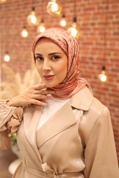 Silk Home Kadın Somon Geometrik Desen Parlak Shiny 75007-27