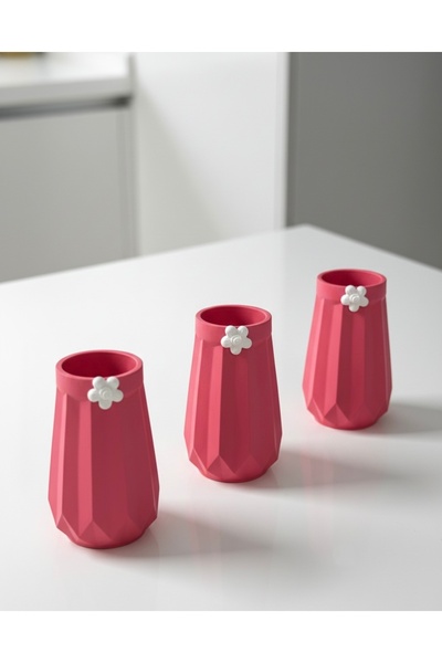 Silver Daisy Detailed Decorative Vase Modern Handmade Minimalist Object