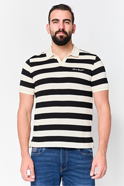 Karl Lagerfeld Men Regular Fit Yarn Dye Short Sleeves Polo Shirt, Multicolor