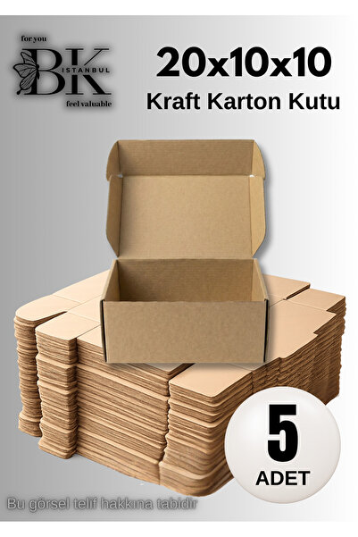 bkistanbul 20x10x10 cm E-Ticaret Kargo Kutusu 5 Adet Kilitli Kraft Kutu 5'li