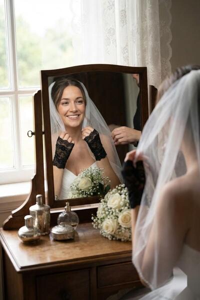 Hobigram Short Lace Bridal Gloves Wedding Wedding Engagement Evening Dress Ph...