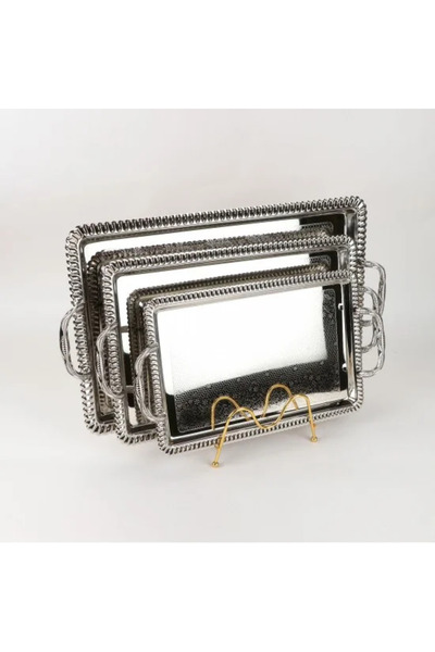 TULIN Elegant silver stainless steel tabasi 3 pieces