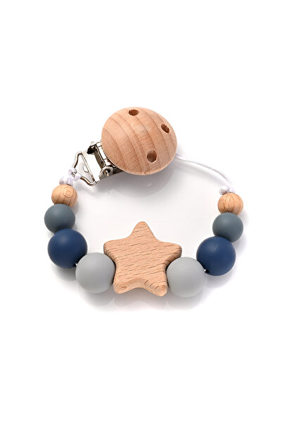 Choice9 سلسلة لهاية أطفال جديدة، لون 7، مشابك سلسلة، خشب، نجمة خماسية، عضاضة،...