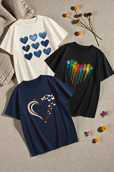 uyguntarz Unisex En Sevilen Baskılar 3 Lü Tasarım Tshirt Paketi