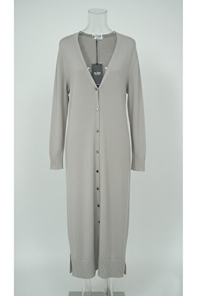 Nuss Triko Uzun kol V yaka düğmeli elbise