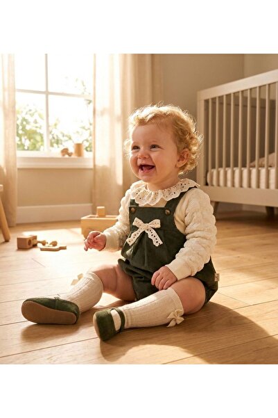 minicayzen Kız Bebek Natural Bella Lace Romper