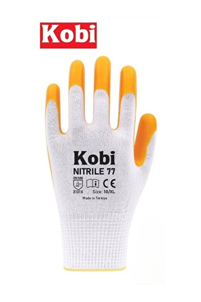 Kobi Nitrile 77 Yellow Nitrile Work and Assembly Gloves - Abrasion Resistant,...