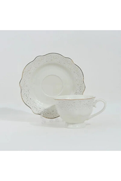Generic Embossed porcelain tea cup set - 12 pieces