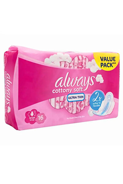 Always Cottony Soft Ultra-Thin, Softer Flexible Pads with Large Wings- 16pcs