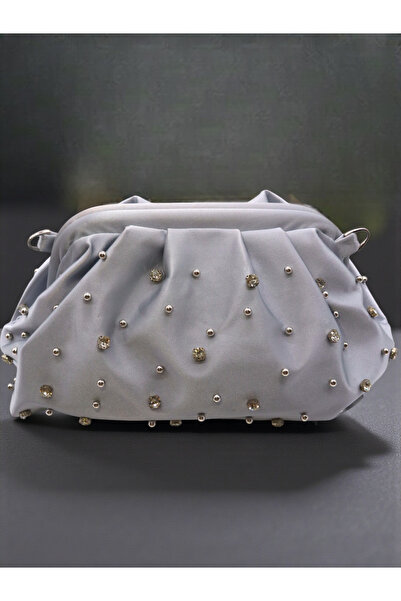 HFKY Women's Satin Stone-Embellished Clutch Evening Bag. Evening Dress Bag