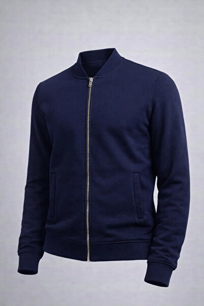 COMBİNE MİCHAİL Men's Casual Cotton Navy Blue College Jacket
